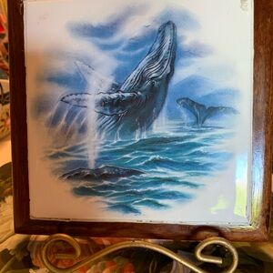 Blue Whale Art with KOA Wooden Frame